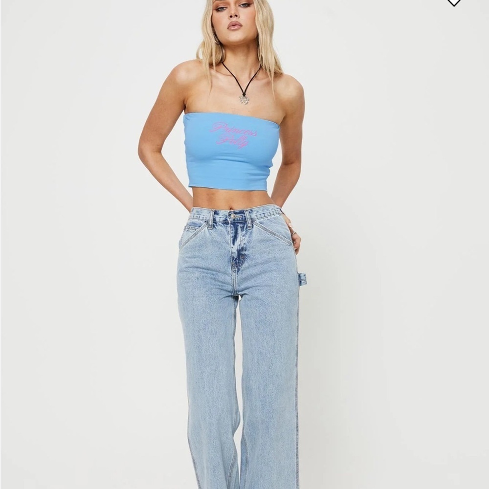 Princess Polly Sky Blue Wide Leg Jeans